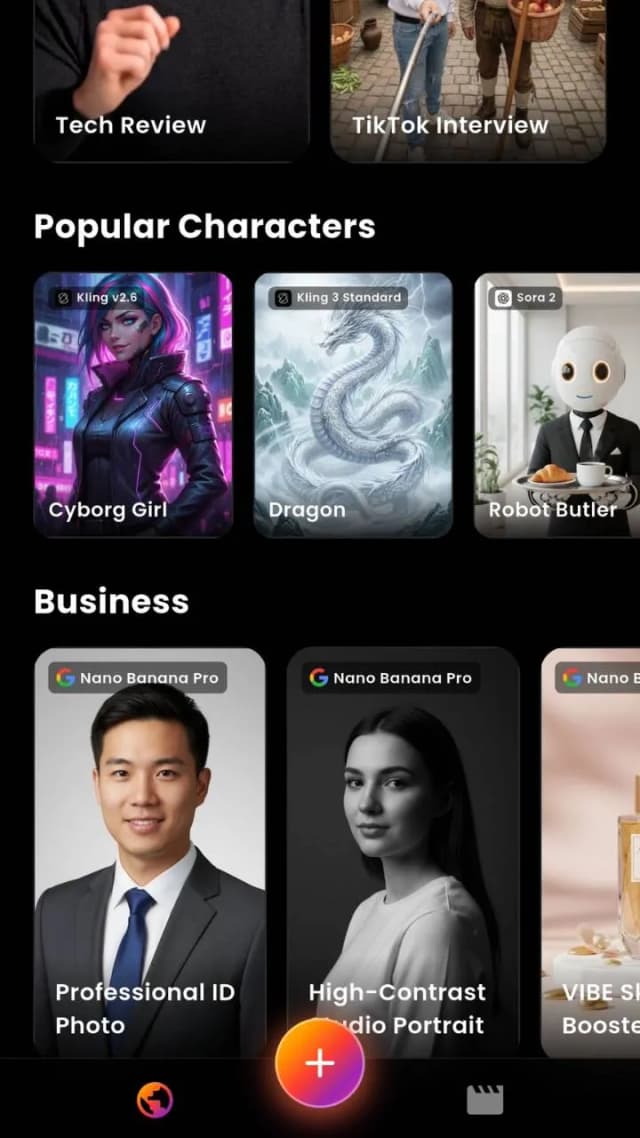 VIBE image-to-video upload screen