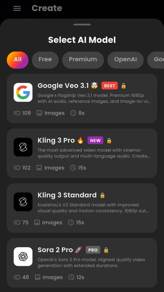 VIBE generated video results screen